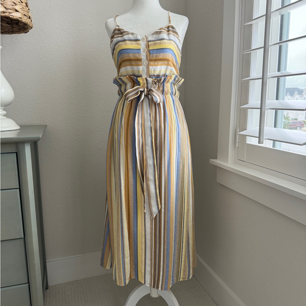 Zara Linen Blend Midi Dress